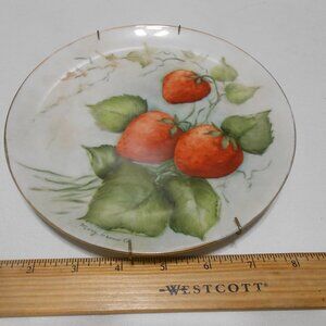 Vtg porcelain bone China Plate Saucer Strawberry Design by Mary Granroth 🍓